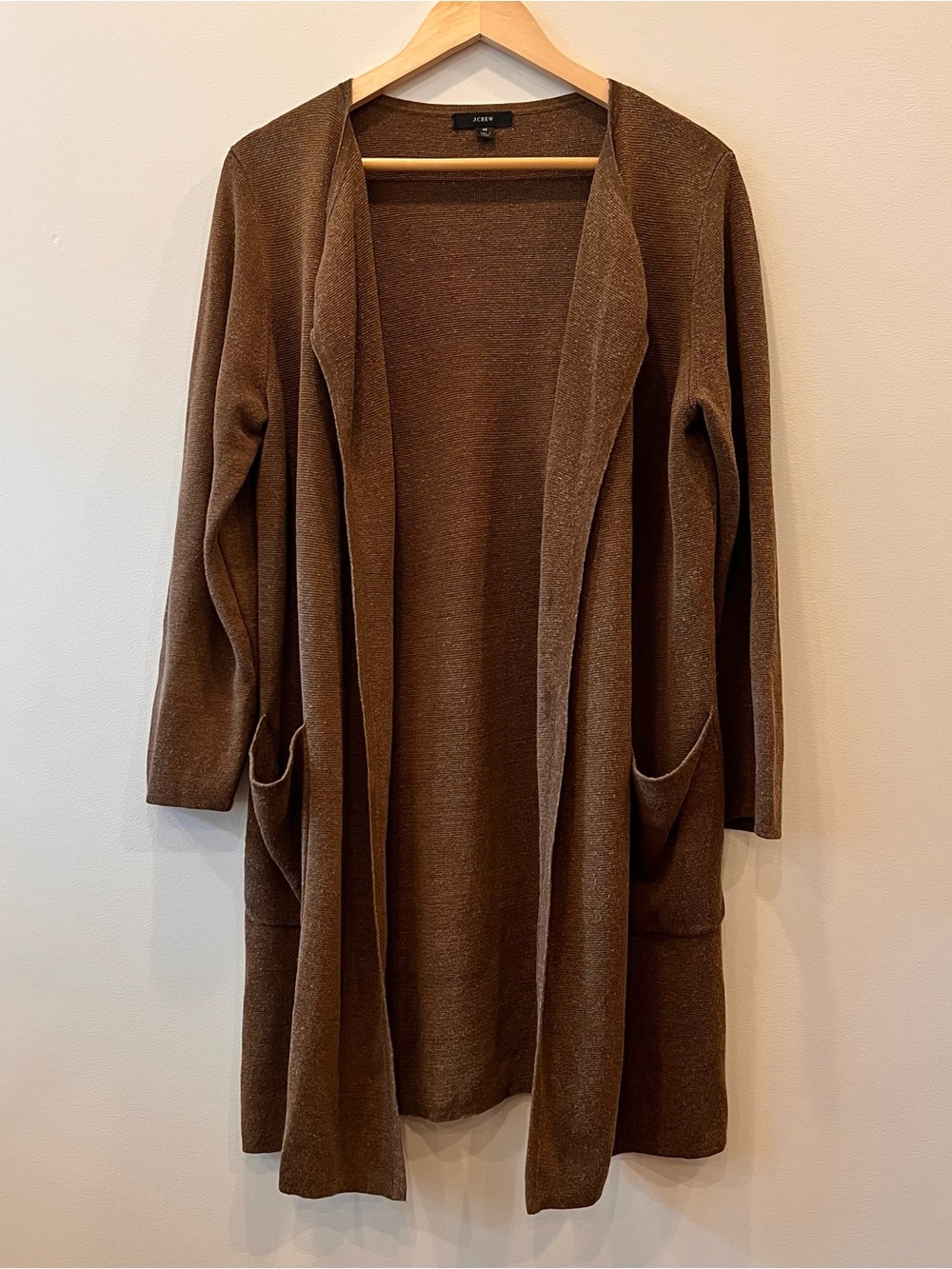J.Crew Juliette Brown Collarless Sweater Blazer Linen Blend Women’s Size M